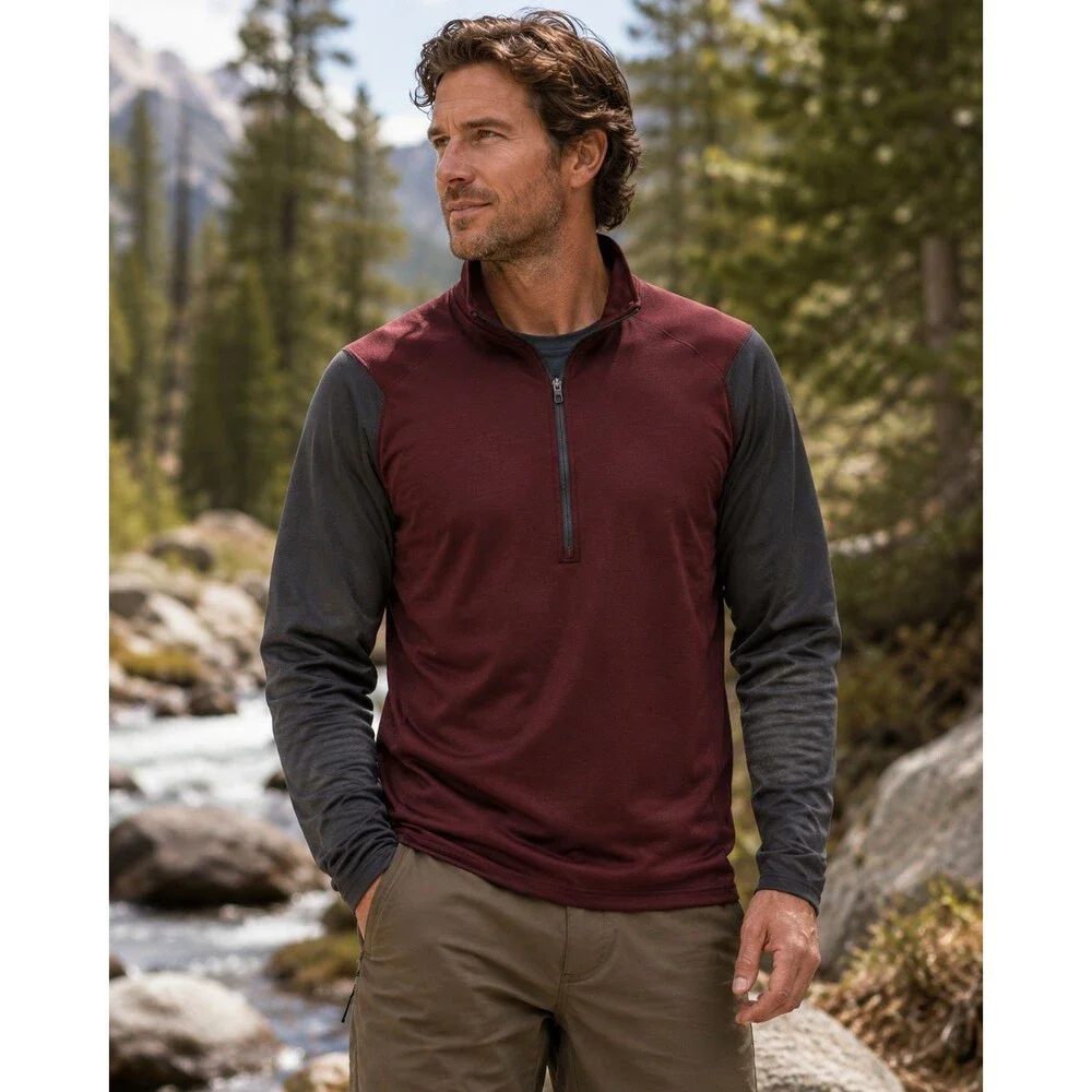 Patagonia Capilene 3 Men’s L Burgundy Gray 1/4 Zip Baselayer Pullover 44562 Top